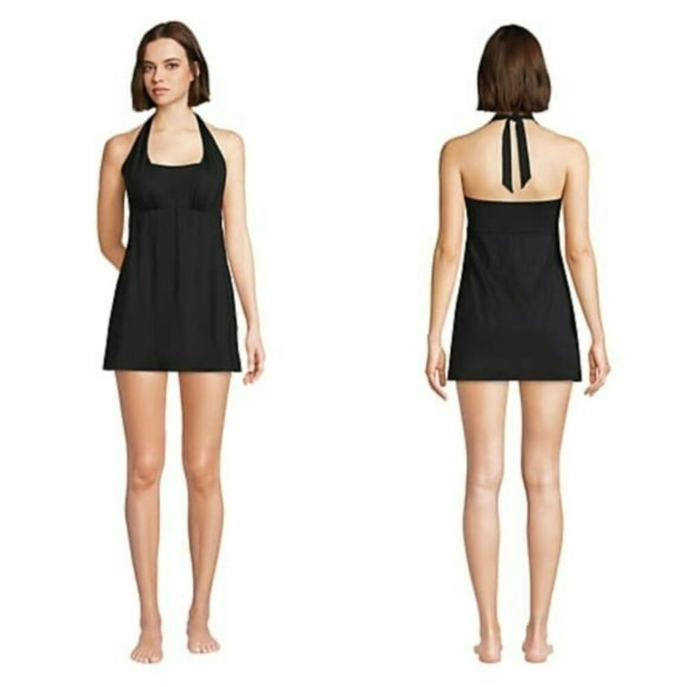 Lands end Square Neck halter neck Swim Dress One Piece Swimsuit small 6-8 - Picture 4 of 7